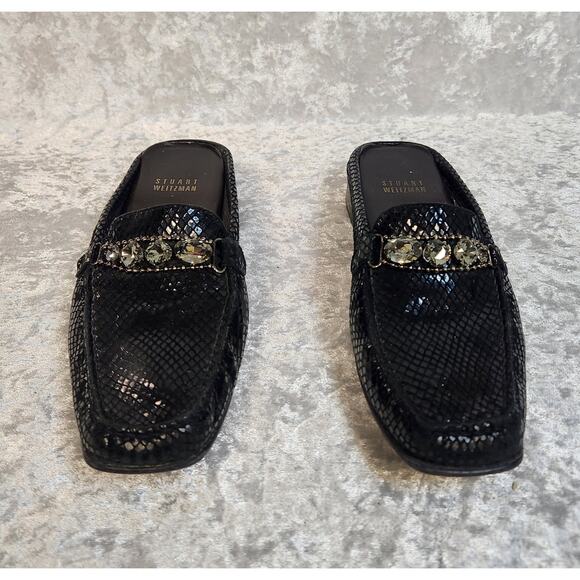 Stuart Weitzman Bedrock Black Serpentine Flats-Size 7N - Picture 1 of 10